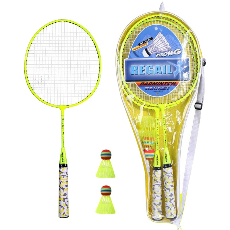 Picture of Regail Fluorescent Color Kidsren's Badminton Racket H6508 Training Two Racket Free 2 Balls Ymq Badminton Racket Set