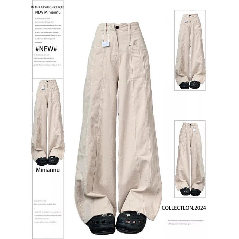 American Style Work Jeans Women's Autumn and Winter New High Waist Pants Design Sense Wide Leg Pants 2025 New European and American Style