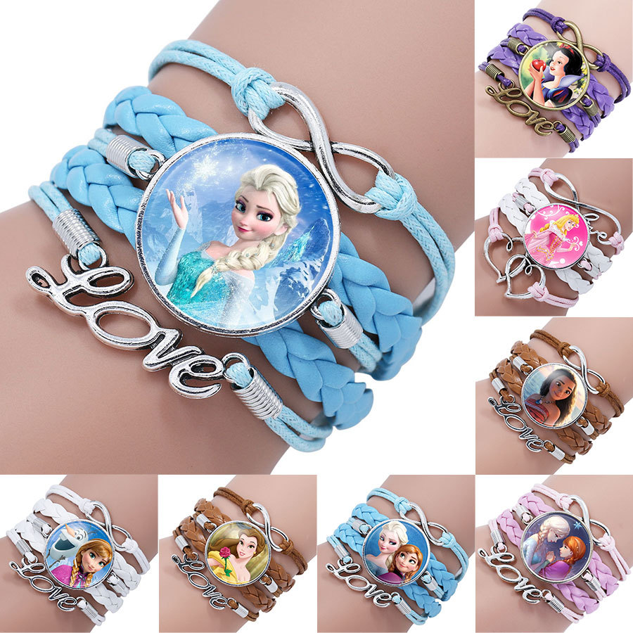 Aliexpress Hot Model Blue Frozen Elsa Anna Mermaid Cinderella Moana Princess Bracelet