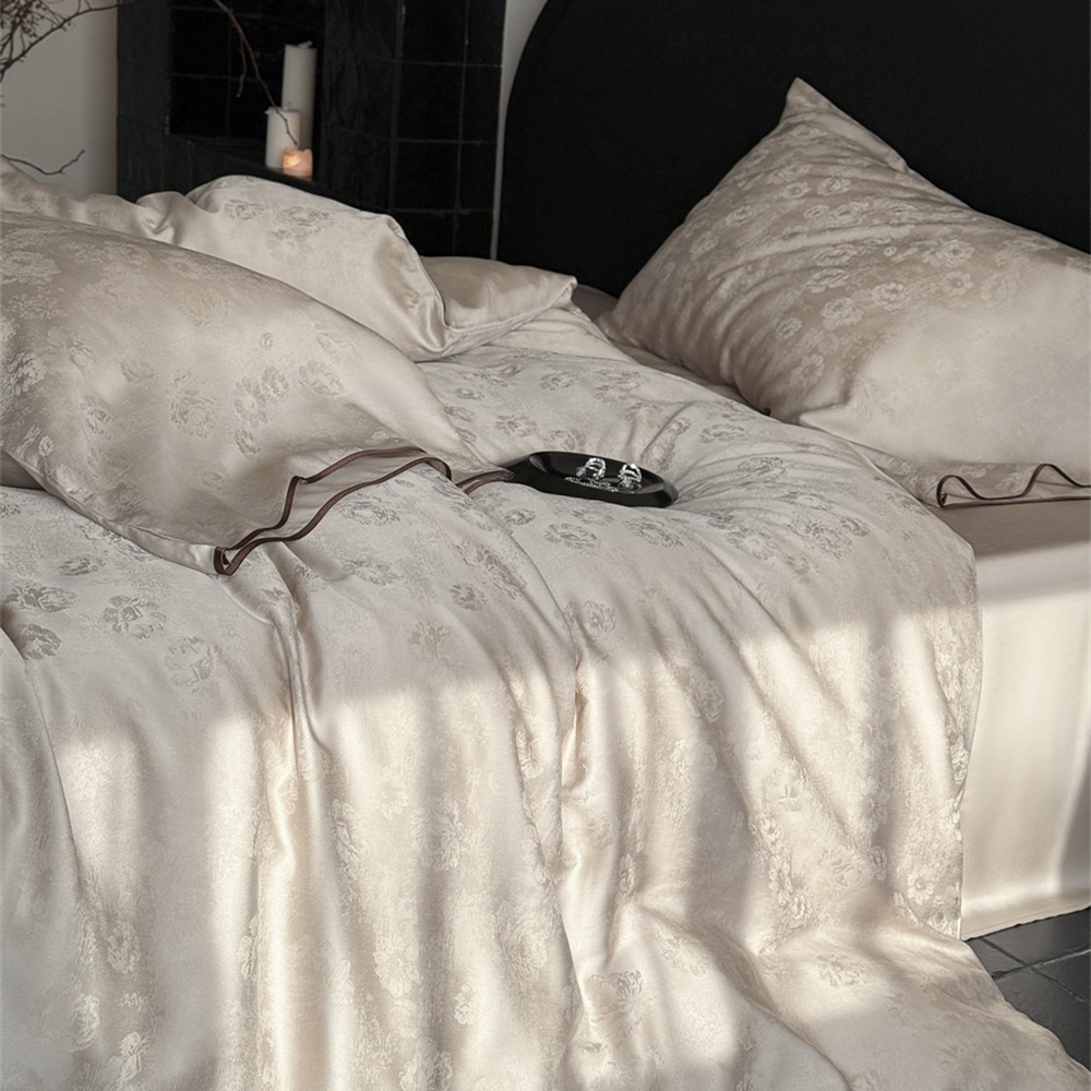 Silky silk luster drape ~ silky tencel jacquard four-piece summer cool soft single double bedding