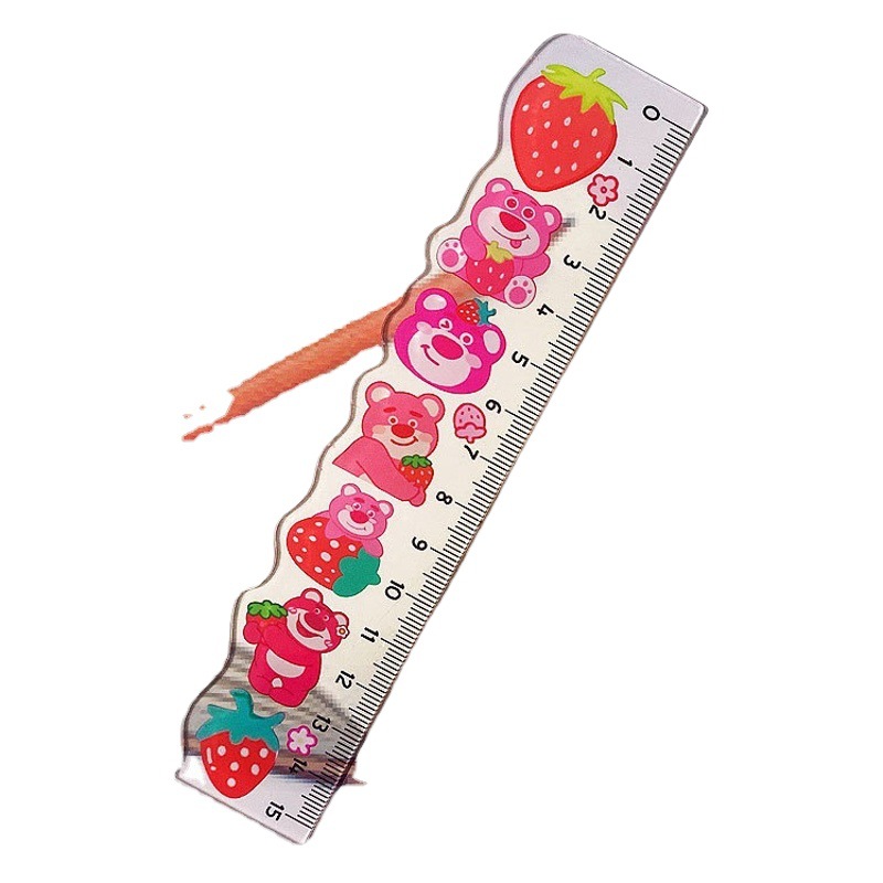 Acrylic ruler cartoon animation peripheral transparent ruler student ruler 15CM scale story cute toy