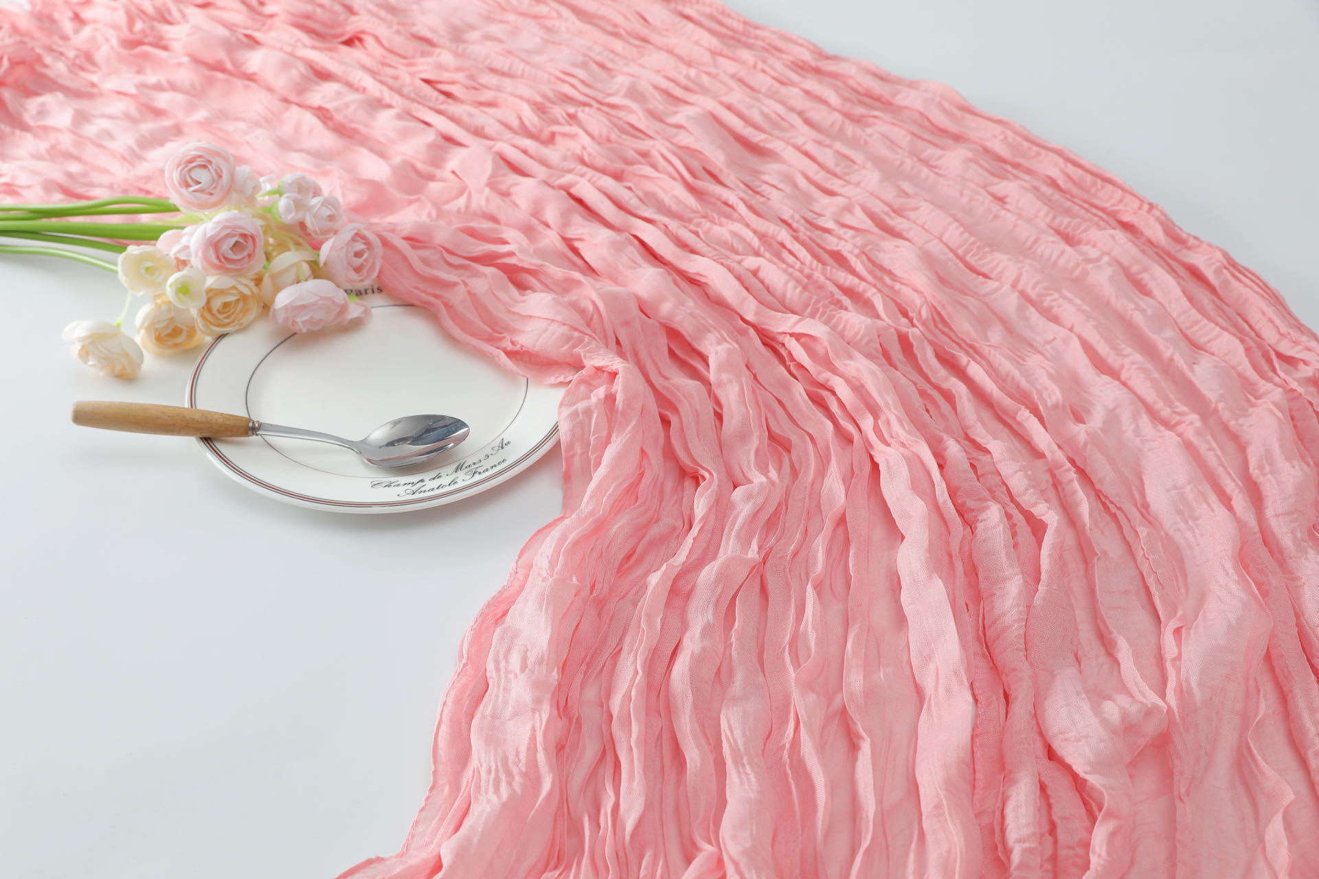 Picture of Cross-border Hot Home Birthday Party Decoration Bari Yarn Tablecloth Wedding Shooting Background Props Table Runner Wrinkled Cloth