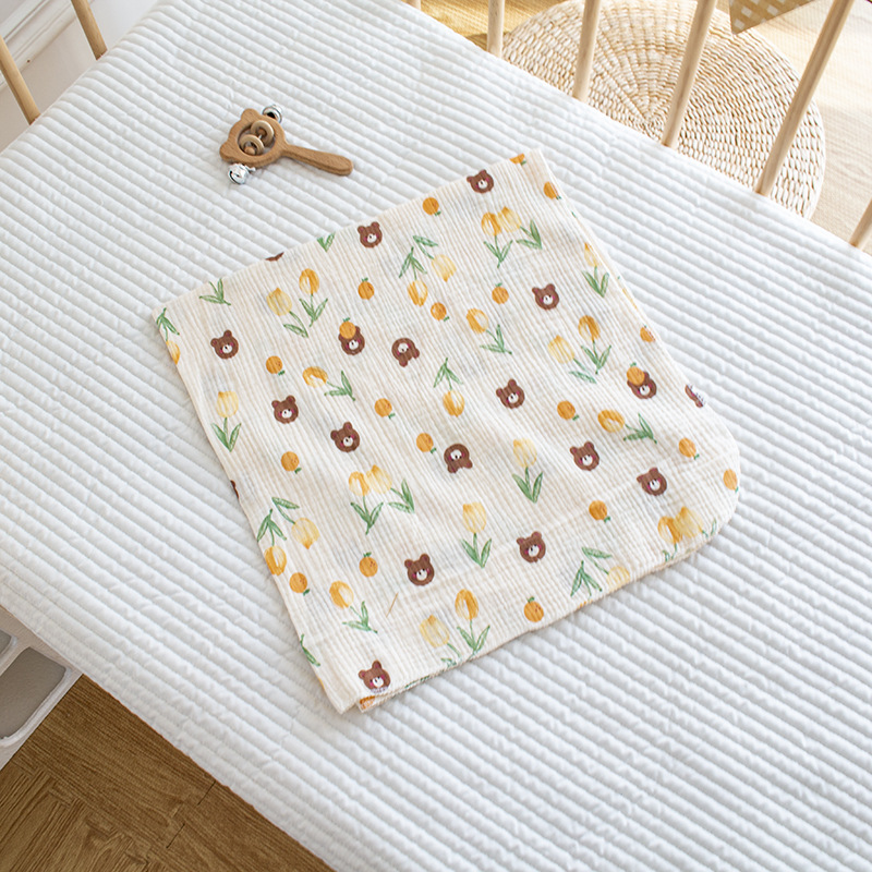 Picture of 2-layer cotton gauze delivery room single-layer double-layer printed wrinkled gauze baby home clothes saliva towel quilt blanket bath towel