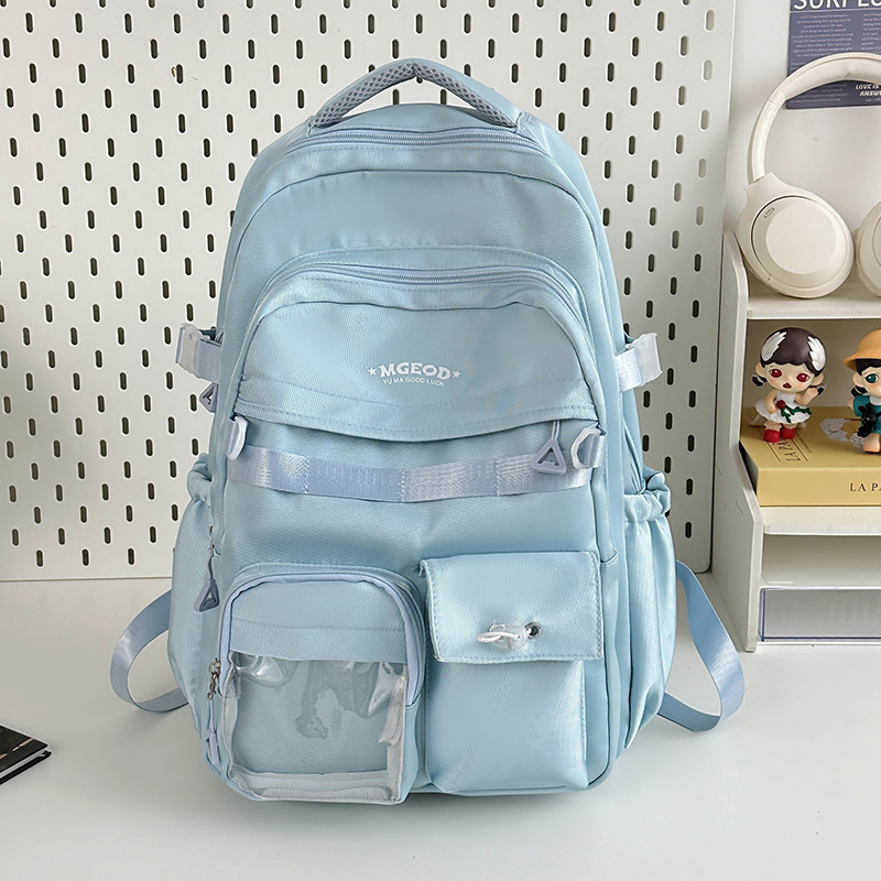 Picture of Japanese Ins Campus Casual Solid Color Schoolbag Simple All-match Lightweight Couple Backpack Senior high school College Student Backpack