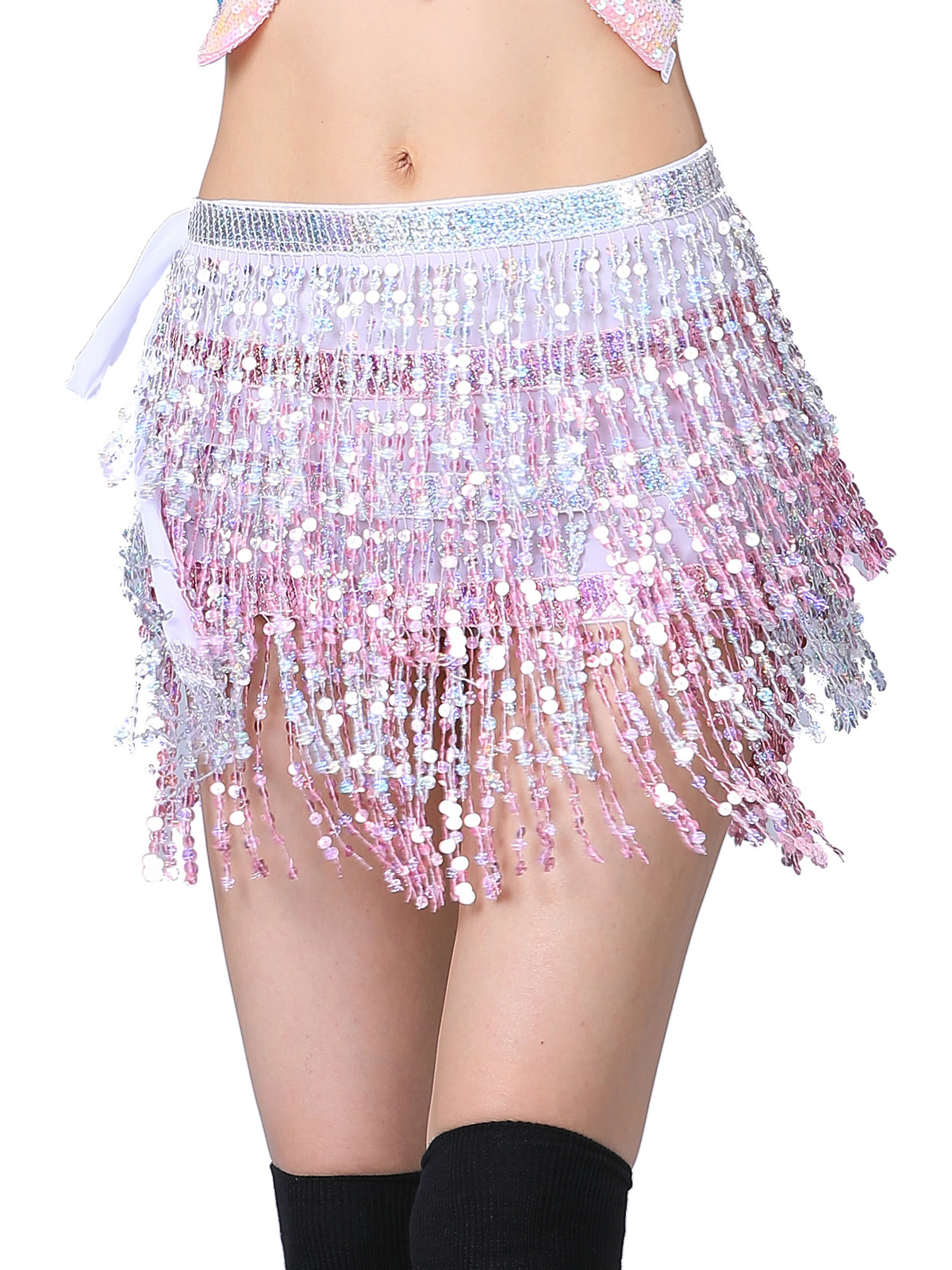 Picture of New belly dance beads waist chain 4 sequins hip towel tassel waist belt dance performance can be a generation of hair