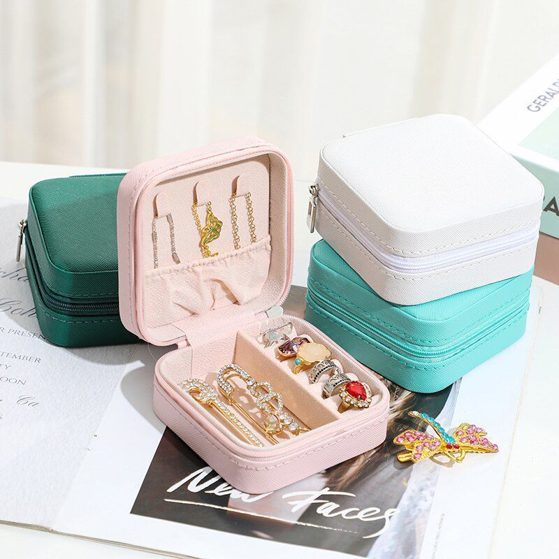Cross-Border Jewelry Box Travel Portable Earrings Necklace Ring Box Jewelry Storage Box Spot Wholesale Labeling and Delivery