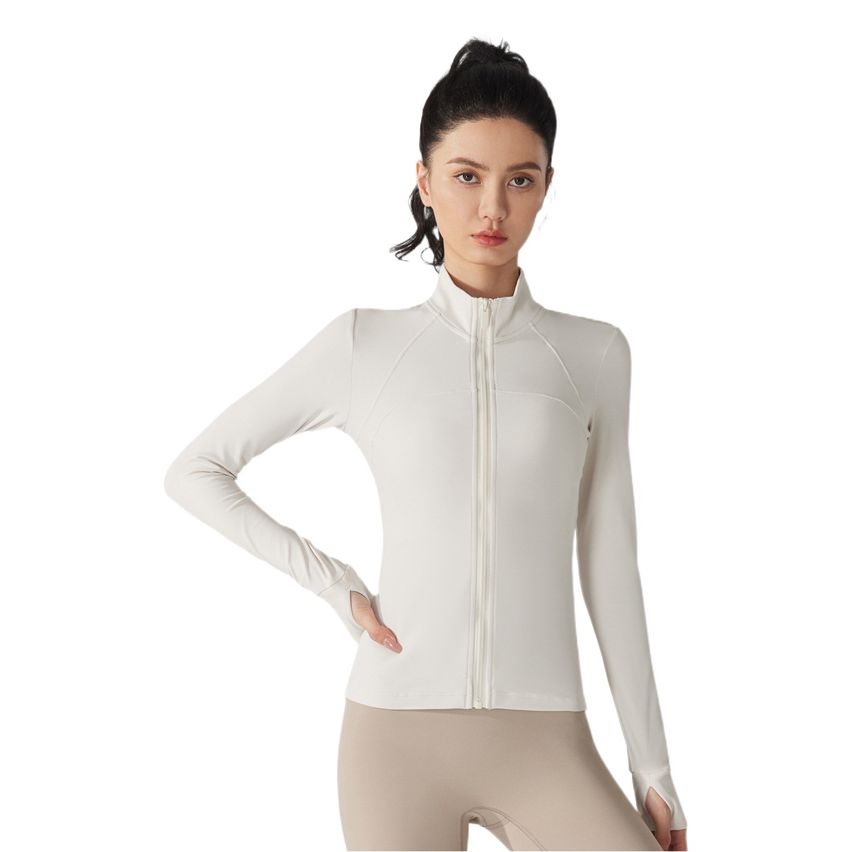 Yuancheng fleece warm sports jacket thickened slim fit slimming yoga clothes long sleeve zipper running fitness top