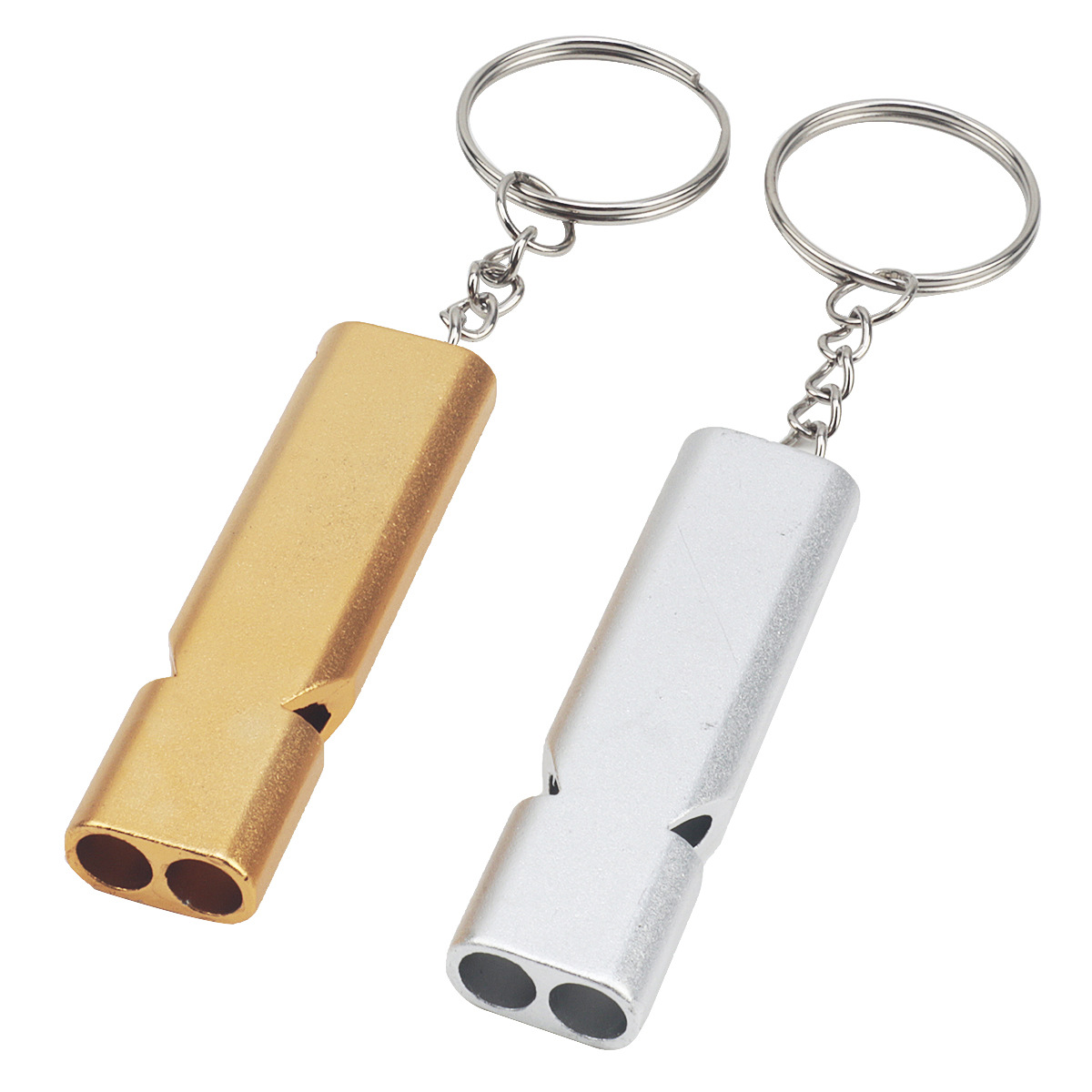 Picture of Cross-border flat aluminum alloy dual-frequency survival whistle double-tube outdoor survival rescue whistle equipment high-frequency whistle