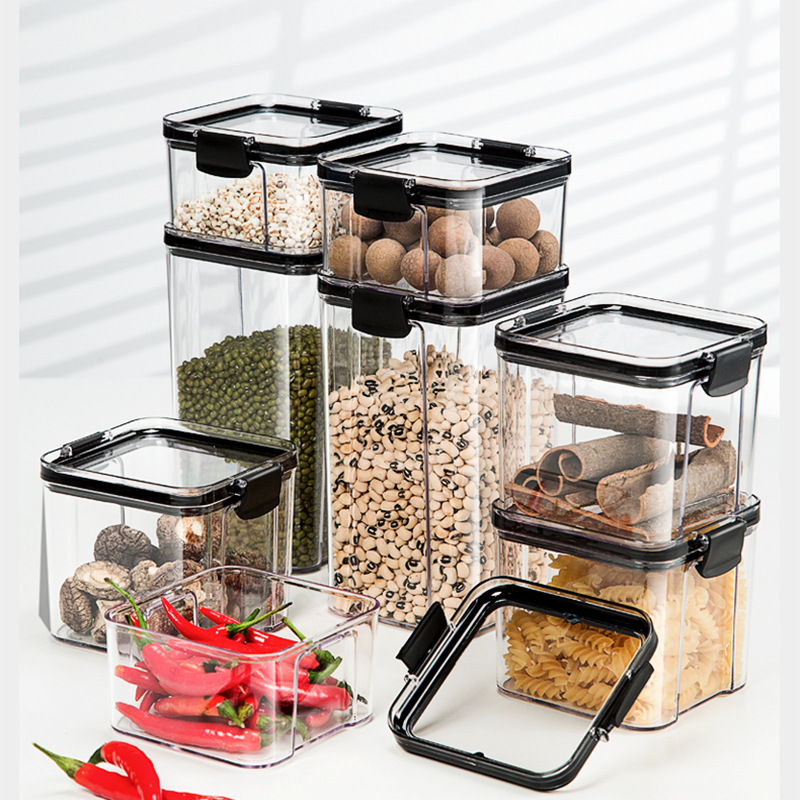 Picture of Sealed Jar Grain Kitchen Storage Food Grade Transparent Plastic Jar Box Snacks Dry Tea Storage Jar