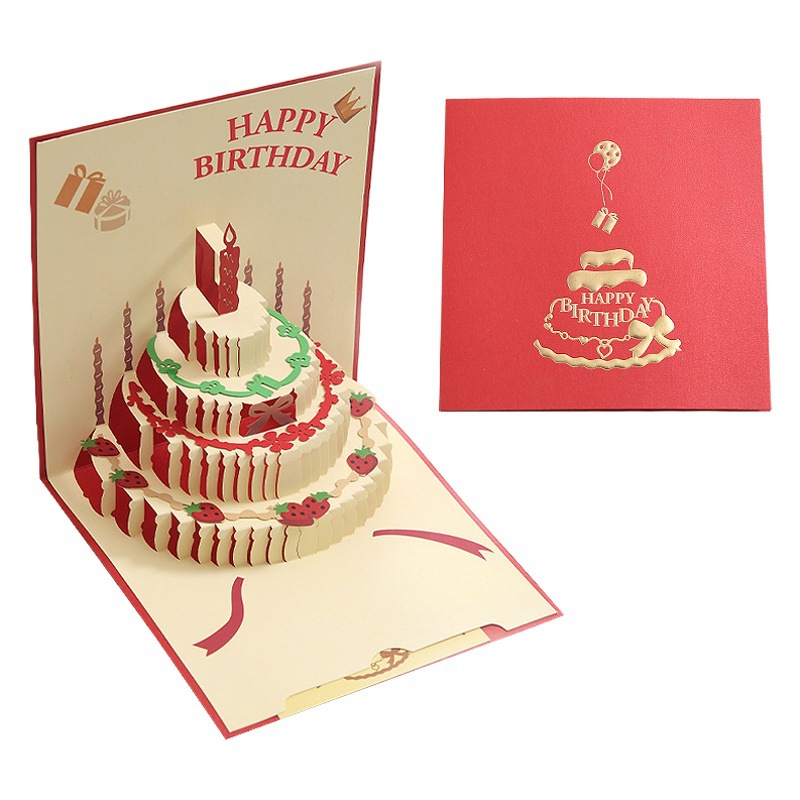 Cross-border three-dimensional birthday greeting card 3D greeting card ins Wind color three-dimensional happy birthday employee greeting card factory wholesale