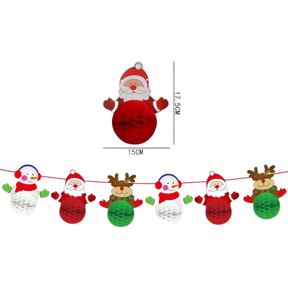 Cross-border Christmas decoration supplies Christmas snowman old man honeycomb ball pull flag spiral hanging ornaments wholesale