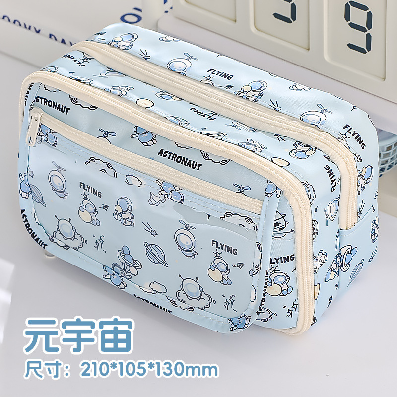 Picture of 3877 New Black and White Puppy Super Large Capacity Student Pencil Bag Multi-compartment Student Stationery Storage Pencil Bag