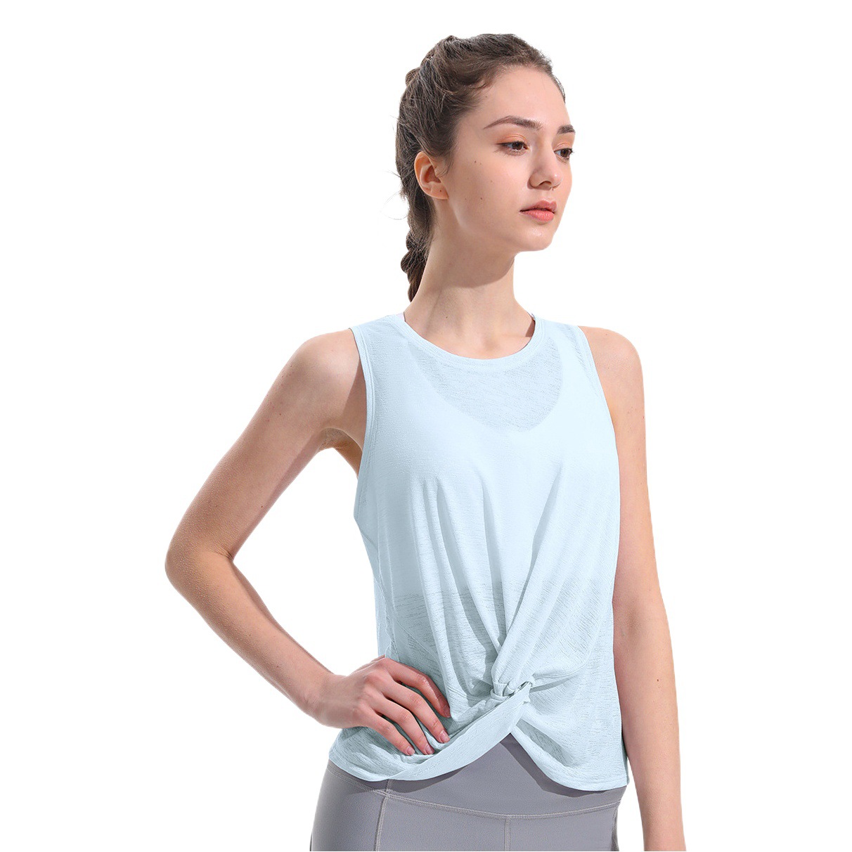 Summer Thin Cool Yoga Clothes Women's Loose Sleeveless Mesh Breathable Running Blouse Quick-drying Fitness Clothes Sports T-shirt