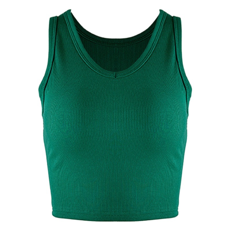 2023 autumn Europe and the United States cross-border new women's fashion cotton rib sexy slim V-neck sleeveless small vest