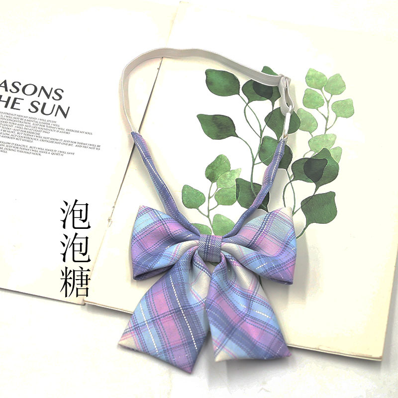 Picture of Hot-selling College Style Oka Pear Field Soot Black Bow Plaid Flat Horn JK Collar Bow Tie Shirt Accessories