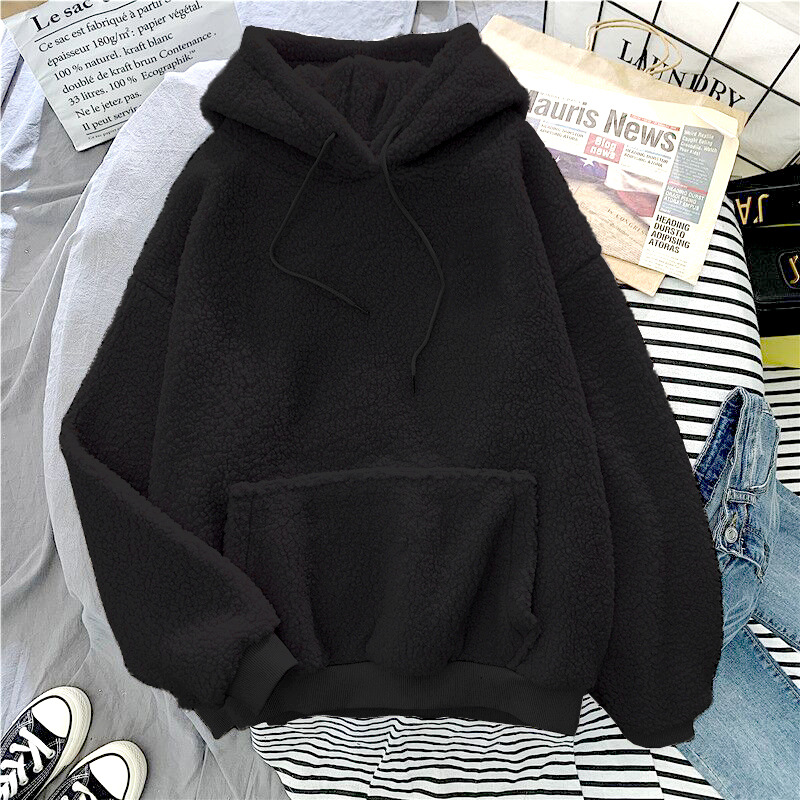 Picture of Official Picture Hooded Velvet Thickeneded Lamb Velvet Furry Sweatshirt for Women Korean Style Student Autumn and Winter Warm Jacket Dropshipping