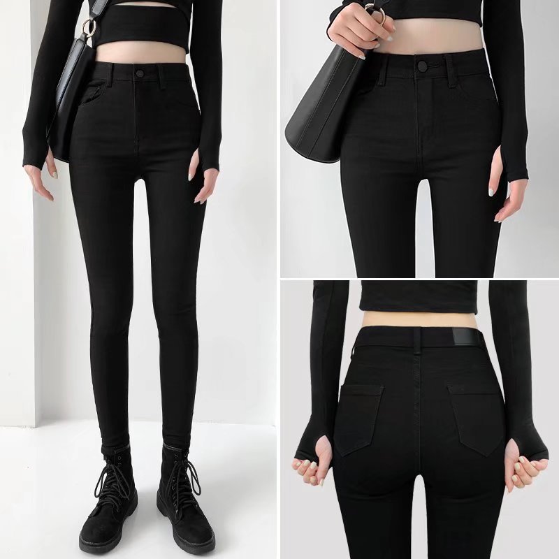 Picture of Spice Girls Skinny Pants Spring and Autumn New Korean Style Stretch High Waist Slimming Feet Black Pants Pencil Magic Jeans