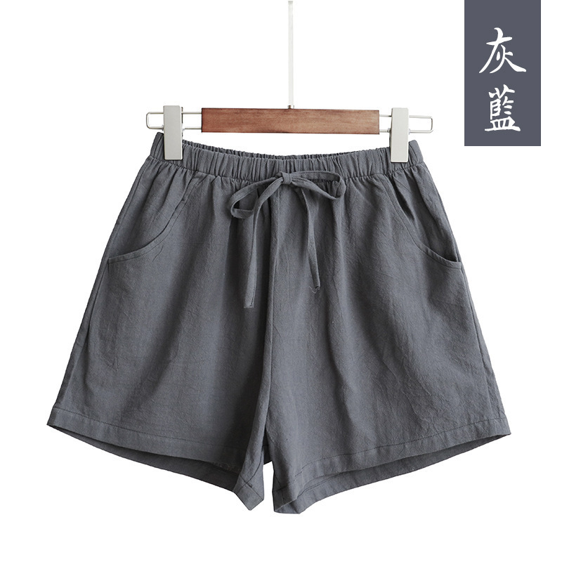 Picture of 2022 New High Waist Cotton and Linen Shorts Women's Linen Slim Loose Hot Pants Large Size Thin Casual Elastic Waist Pants