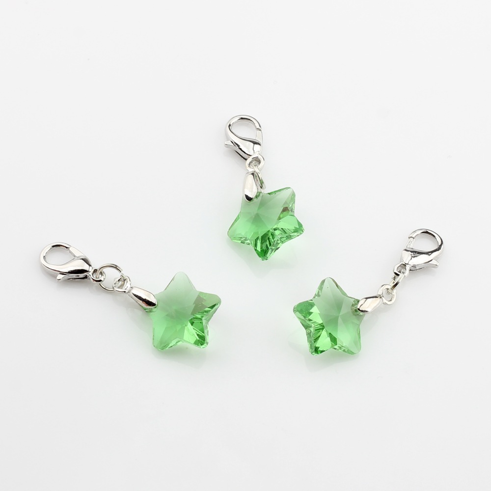 Picture of Crystal bead five-pointed star hanging lobster clasp pendant handmade children's student pencil star Small pendant ornaments