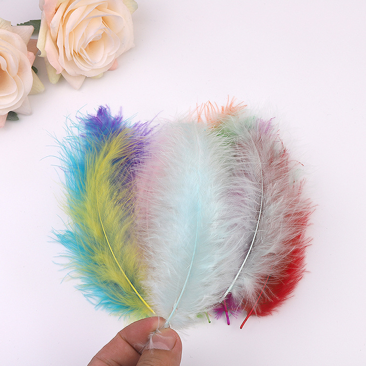 Picture of Cross-Border Wholesale Turkey Feathers Pointed Tail Velvet Feathers Colorful Feathers Dream Catcher Feathers Feather Lamp Wave Ball Feathers