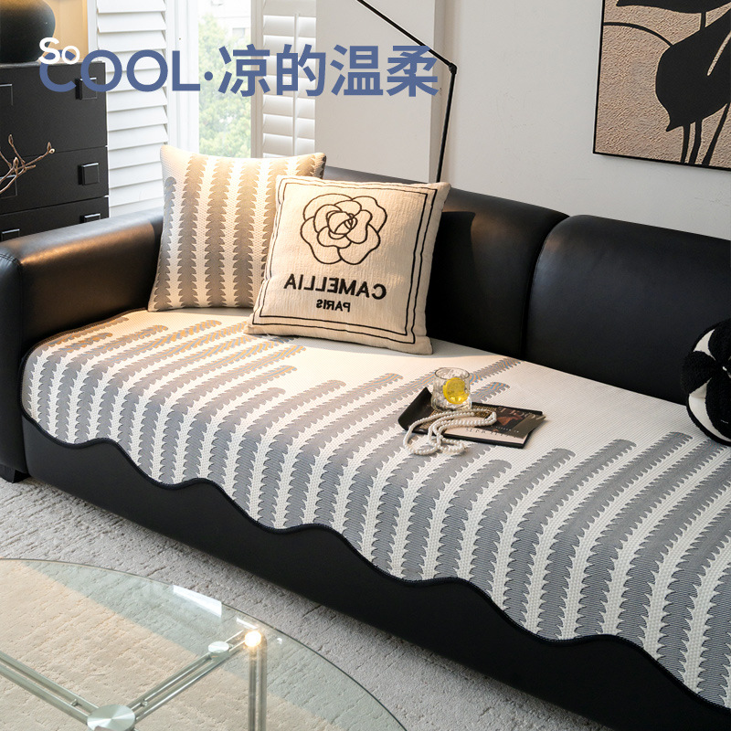 Summer Ice Silk Shaped Sofa Cushion 2025 New Summer Style Straight Row Irregular Non-Slip Sofa Mat Cover Cloth