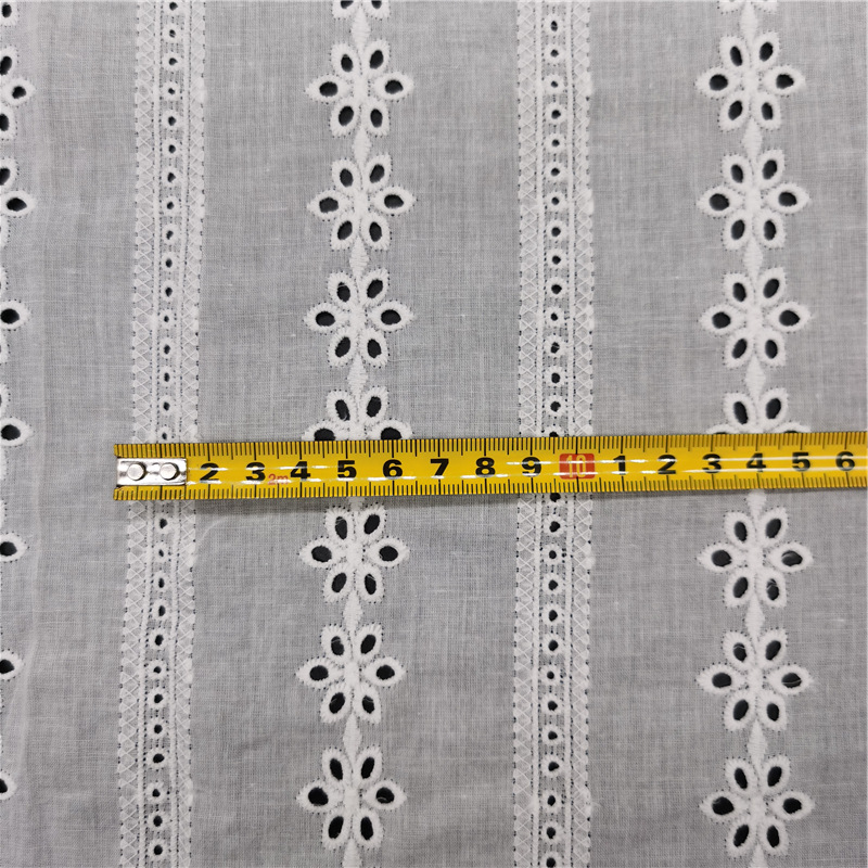 Picture of Spot supply full cotton embroidered fabric embroidered cloth vertical stripes small flower fashion lace spring and summer dress