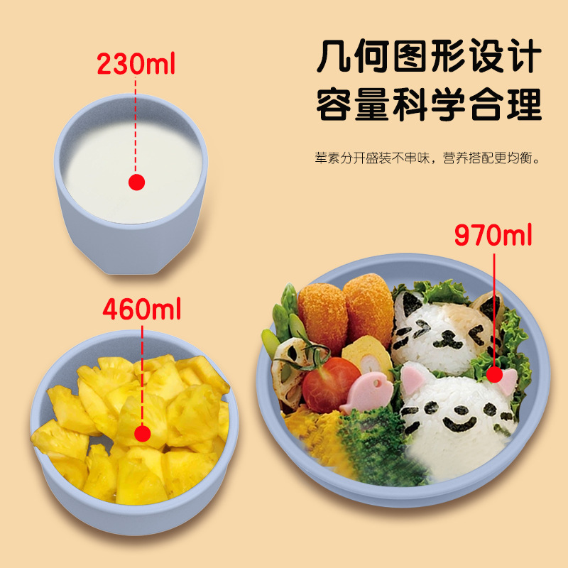 Picture of Wholesale Nordic simple silicone children's tableware suit silicone plate complementary bowl children's fork spoon plate set of 5