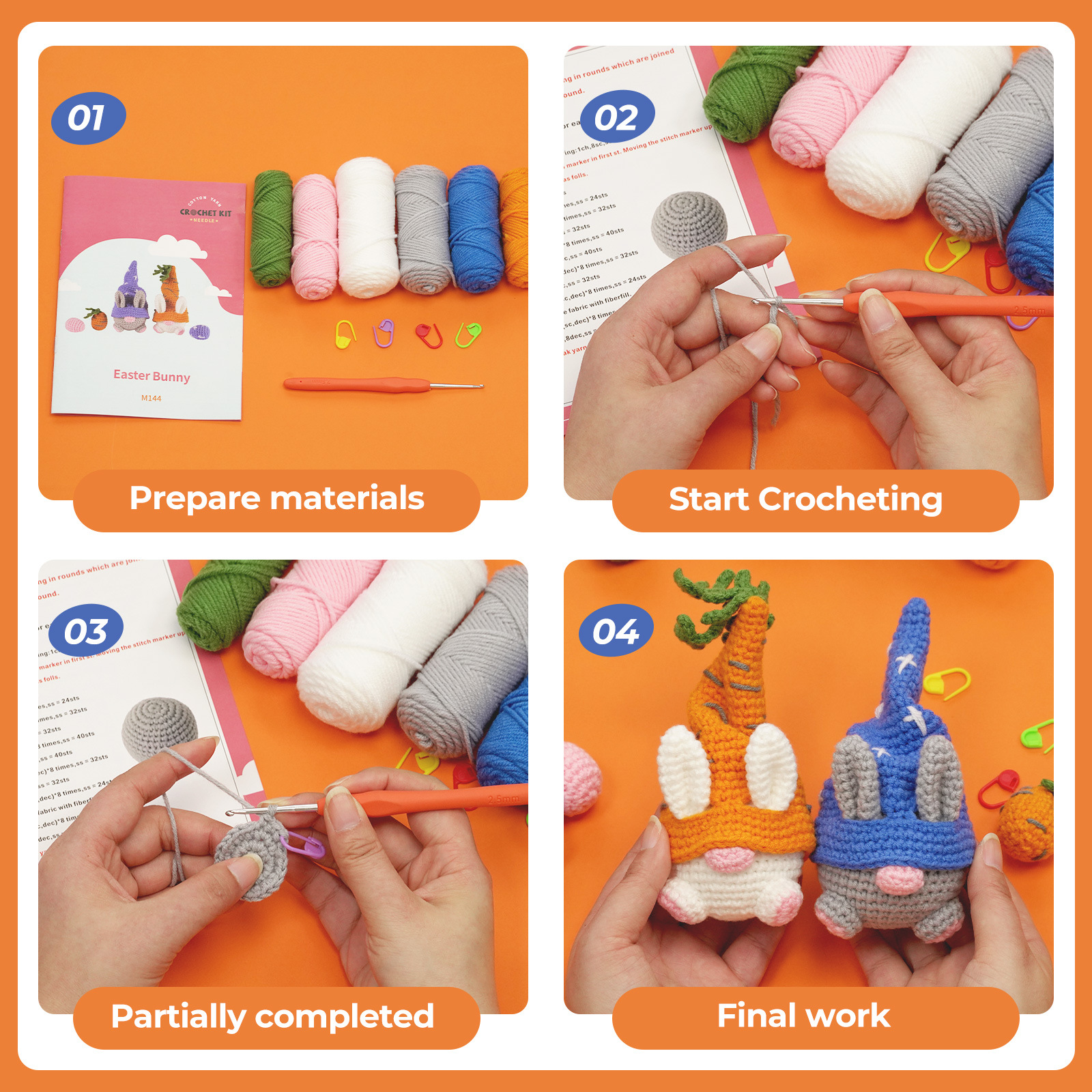 Picture of Amazon new English manual crochet material package woven handmade DIY wool carrot Genie
