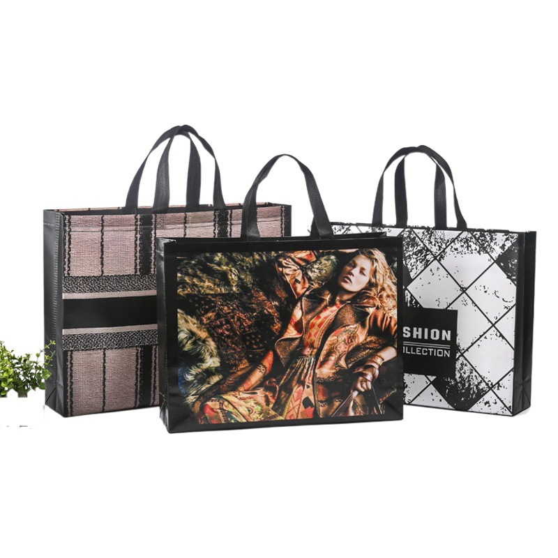 Ready Stock Non-Woven Gift Bags Wholesale Fashion Women's Clothing Store Custom Advertising Non-Woven Handbags