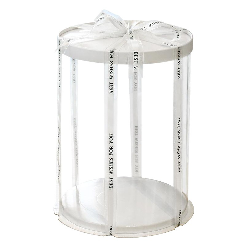 New transparent cake box three-in-one Multi-size baking packaging 6 8 12 inch round cake box wholesale direct supply