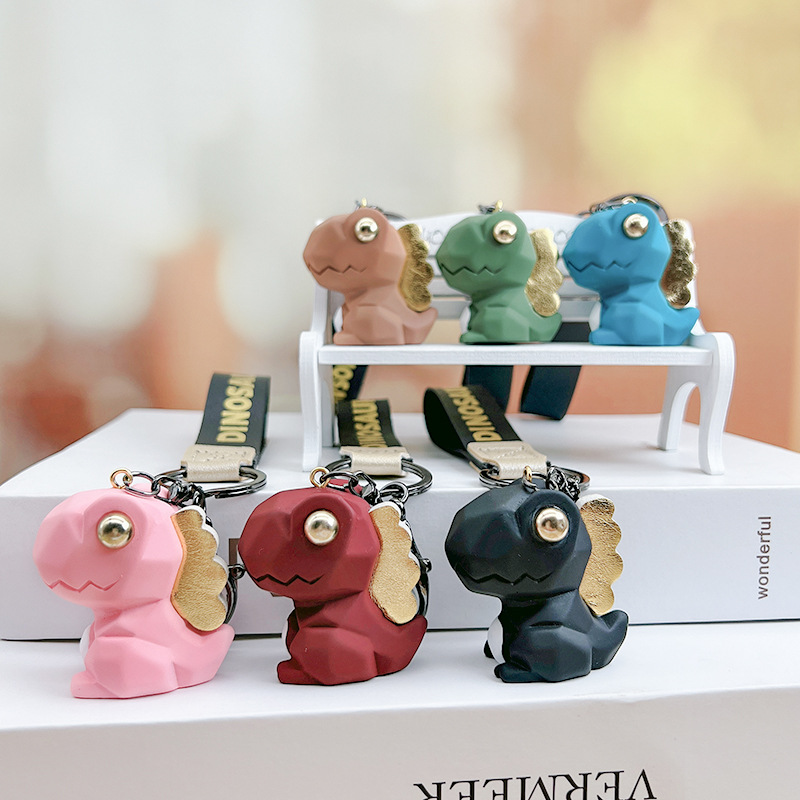 Picture of Nordic Style Creative Faceted Dinosaur Keychain Pendant Couple Car Bag Small Doll Keychain Creative Design