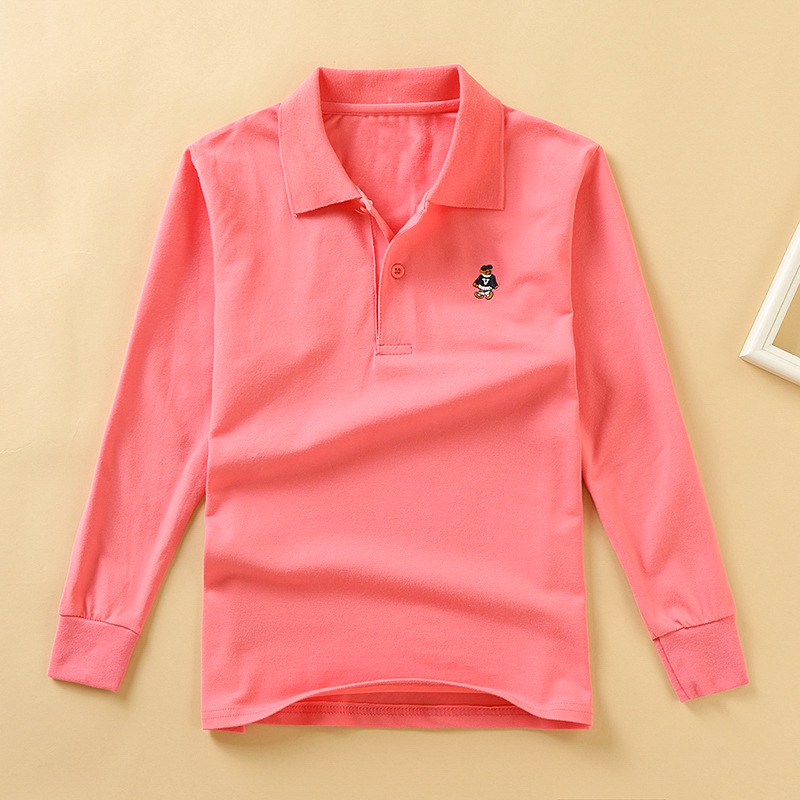 Picture of Children's long-sleeved polo kidsT-shirt 2025 spring and autumn pearl cotton cotton stretch breathable long-term goods