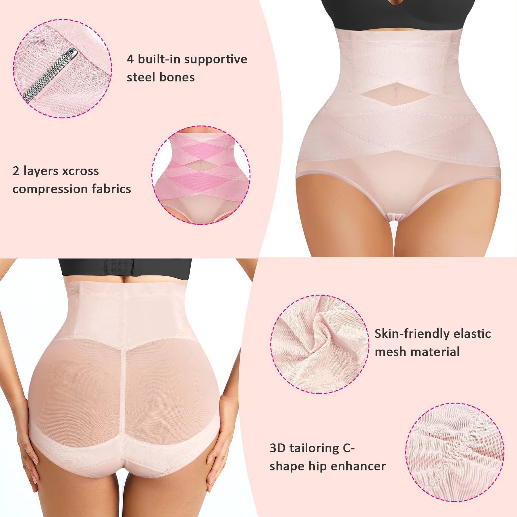 Picture of European and American Women's Mesh Pants High Waist Cross Waist Pants Postpartum Body-lifting Pants Women's Body-shaping Pants
