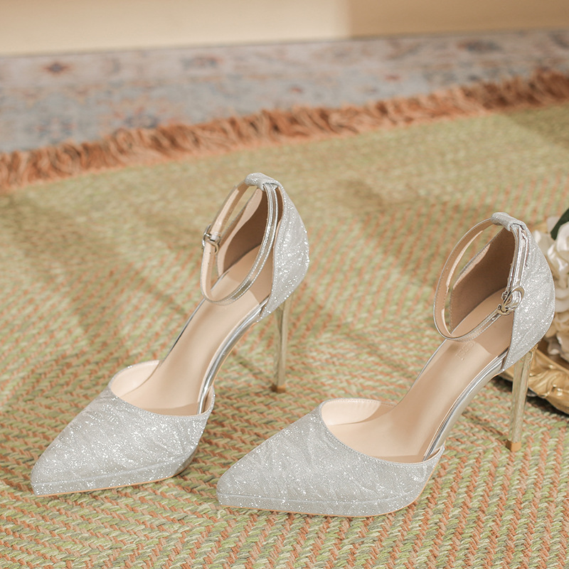 Spring and Autumn 2025 New Style One-character High-heeled Shoes with Baotou One-character High-heeled Shoes for Women