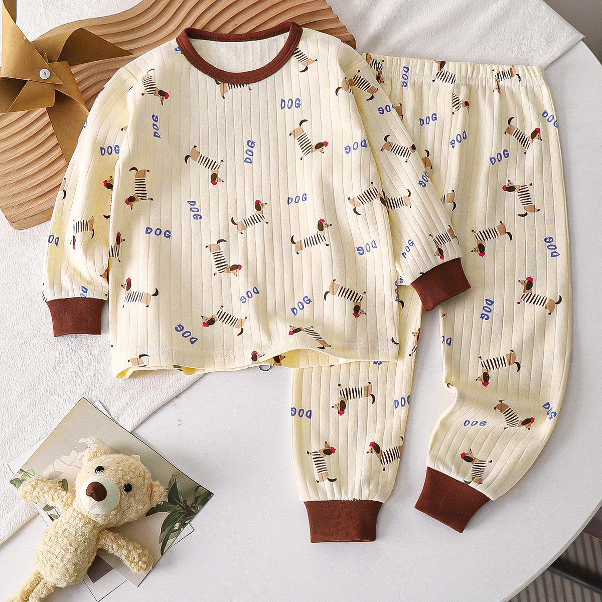 Picture of Children's Cotton Underwear Set, New Autumn Style, Baby Boys' Loungewear, Girls' Pajamas, Autumn Clothes and Pants, Children's Clothing
