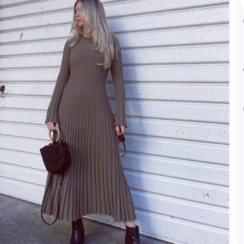 2023 New Autumn Maternity Dress Casual Round Neck Slim Multi-Color Large Pit Pullover Long Skirt Long Sleeve Stripes