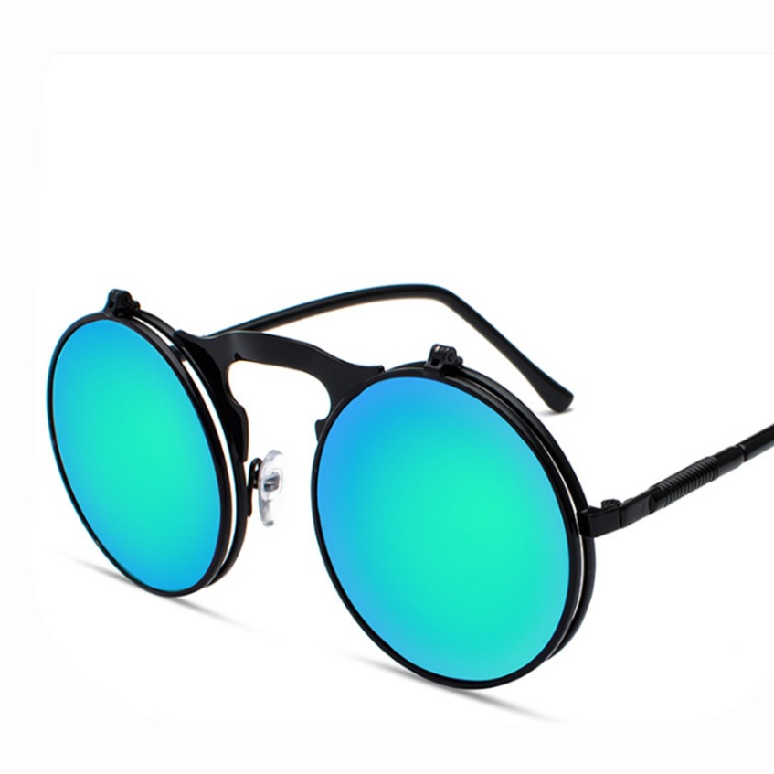 Picture of Jet 3057 Retro Metal Steampunk Flip Sunglasses Flip Sunglasses for Men and Women Trendy Round Frame Prince Mirror