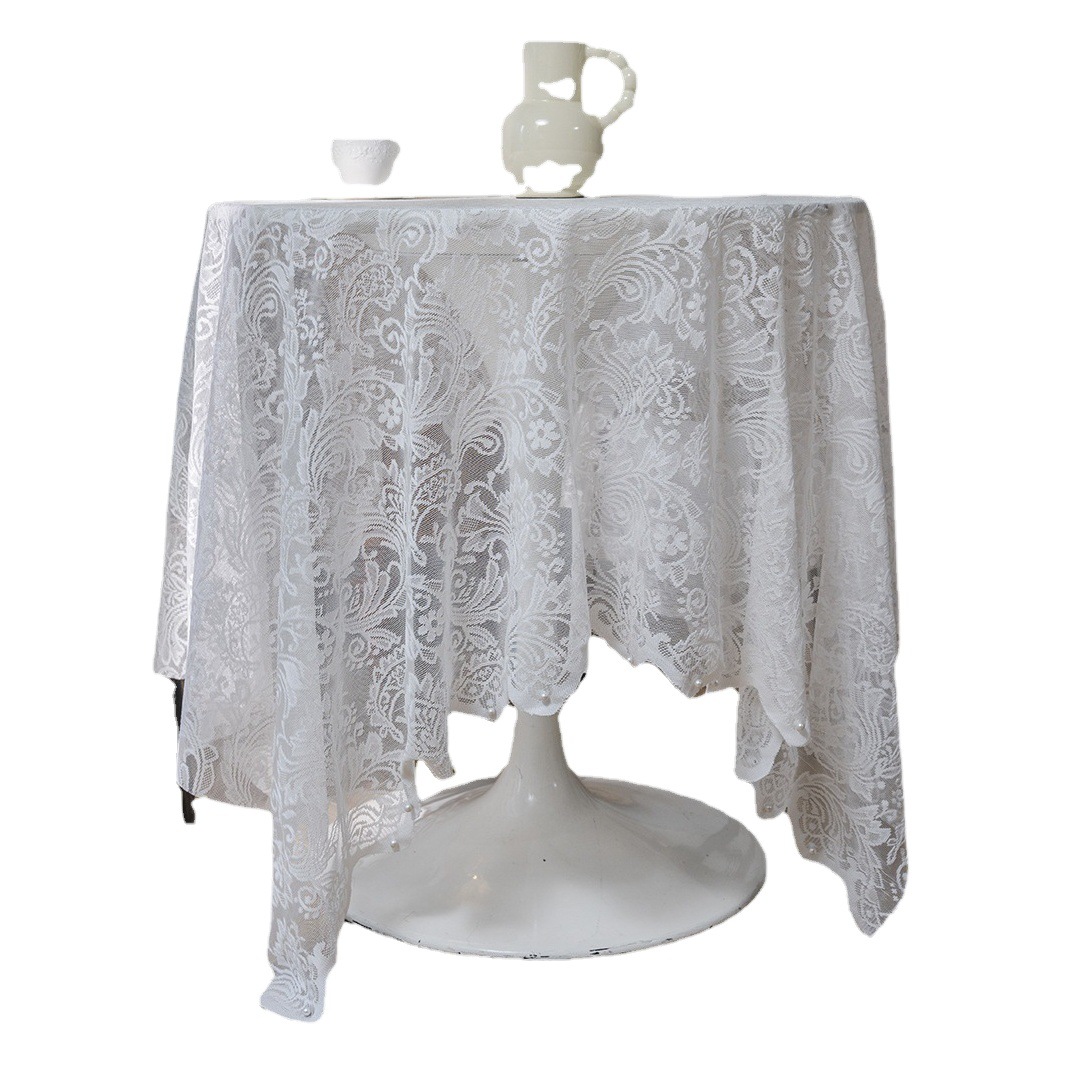 Picture of Yuman Qiyun Tablecloth White Green Bead Yarn Cake Photography Background Embroidered Prop Cloth Solid Color Tablecloth