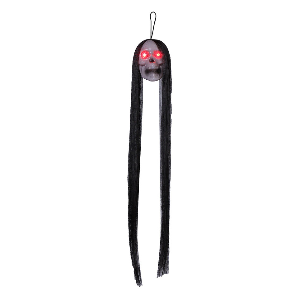 Cross-border Halloween new long-haired ghost glowing ghost head horror hanging ghost haunted house secret room scene layout decoration props
