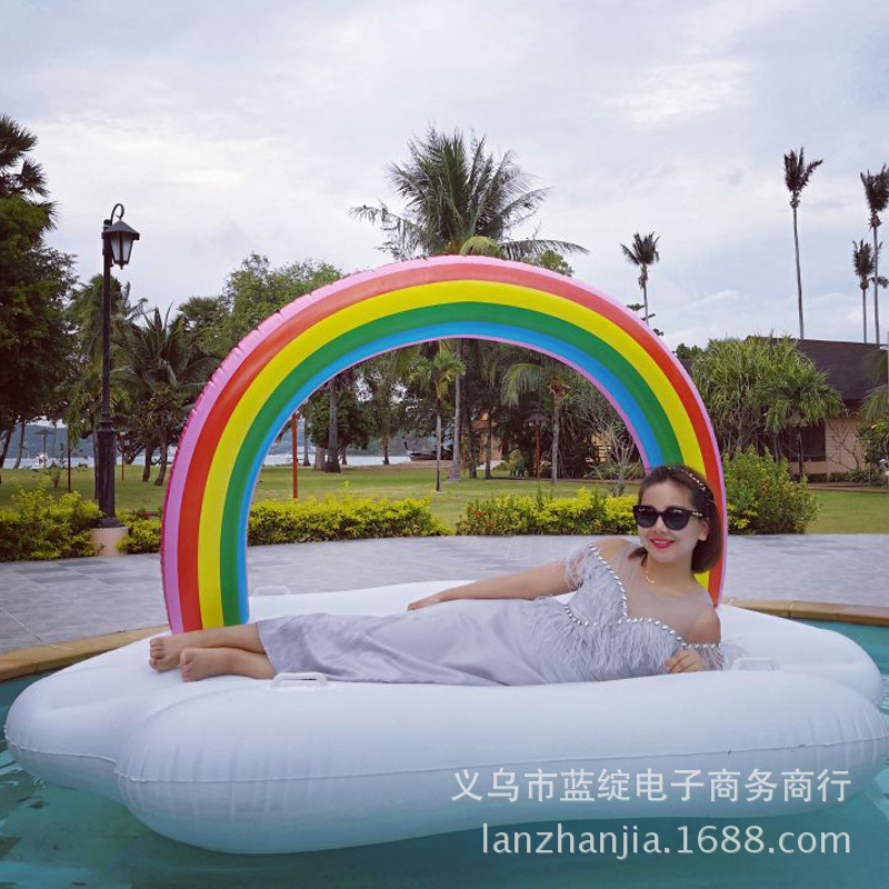 Picture of in stock wholesale new ins original oversized rainbow clouds floating row adult inflatable swimming ring