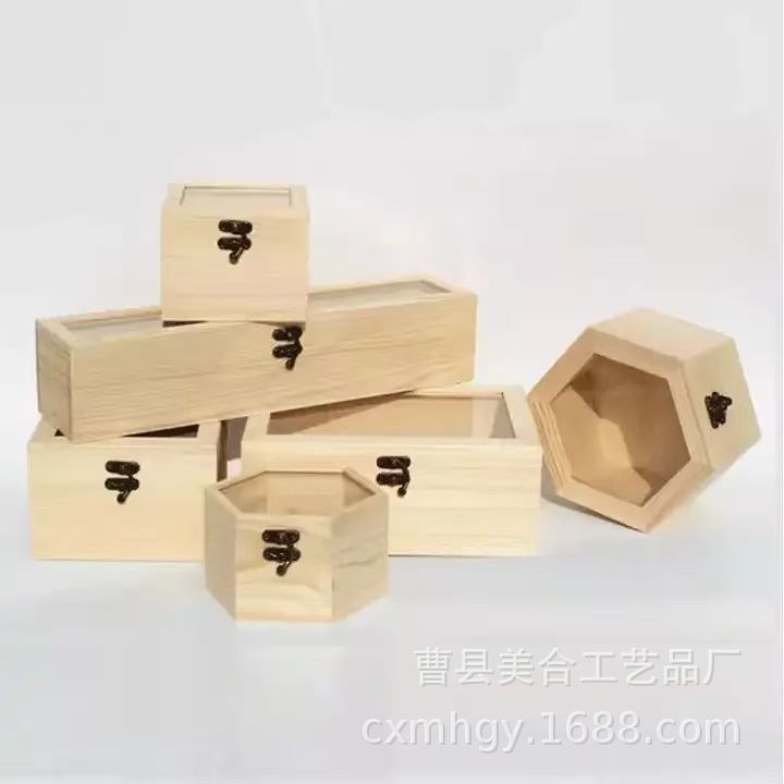Picture of Factory Wholesale Square Solid Wood Storage Box Pull-Out Lid Wooden Tea Pastry Gift Box Multi-Style Packaging Wooden Box