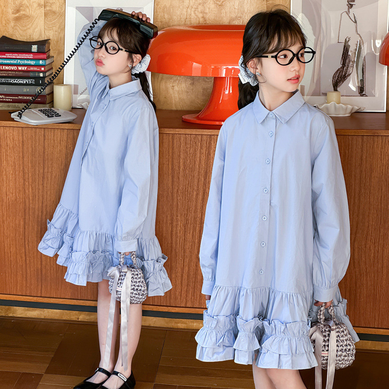 Children's Shirt Dress Spring and Autumn 2025 New College Style Loose dress Girl's Princess Dress