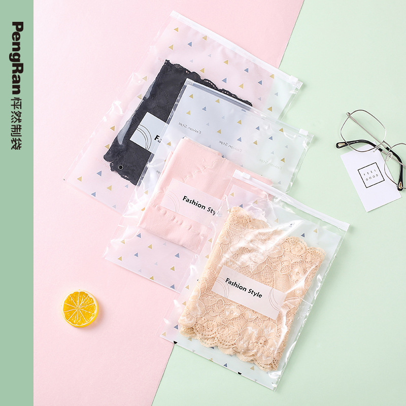 Transparent pe clothing bra zipper bag creative frosted eva underwear self-sealing bag stockings plastic packaging bag