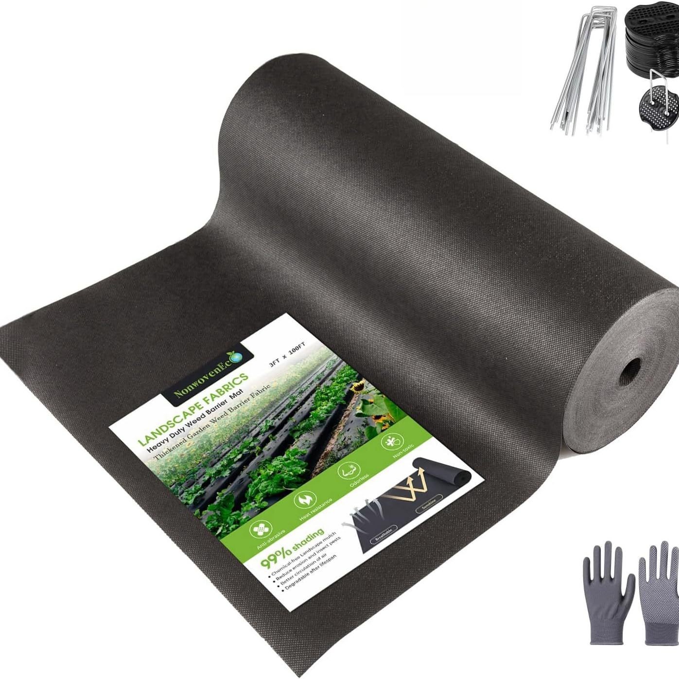 Picture of Weed Control Cloth Wholesale Black Pp Anti-Aging Weed Control Cloth Breathable and Water-Permeable Ground Cloth Orchard Agricultural Non-Woven Fabric