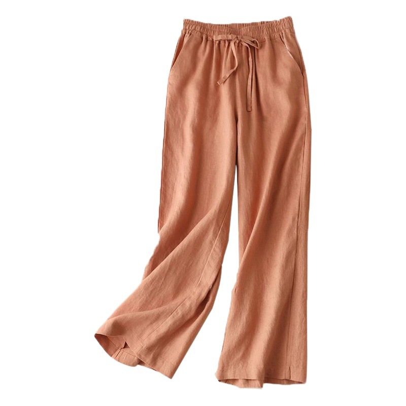 Artistic Cotton and Linen Wide-leg Pants Women's Pendant High Waist Spring and Autumn New Loose Slimming Breathable plus size Casual Straight Pants