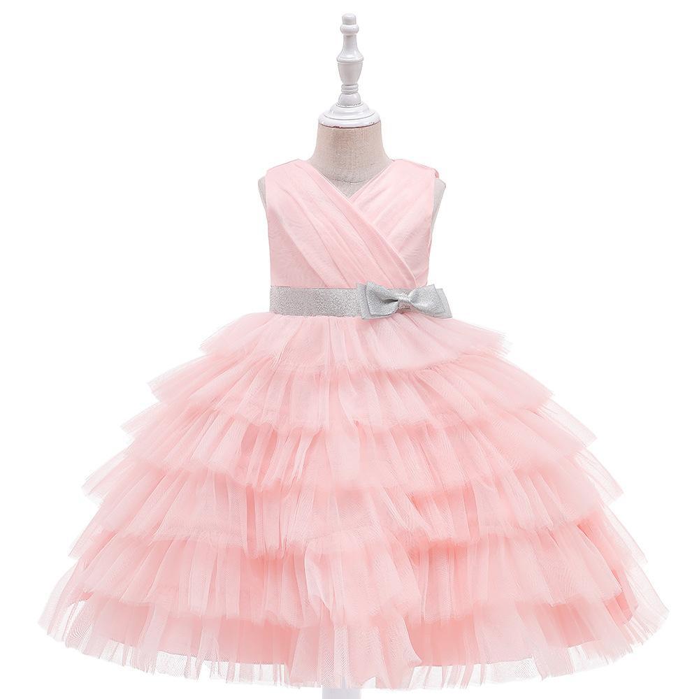 European and American Children's Dress Cake Dress Princess Dress Girl's Puffy Yarn Dress One-year-old Flower Girl Host Performance Dress