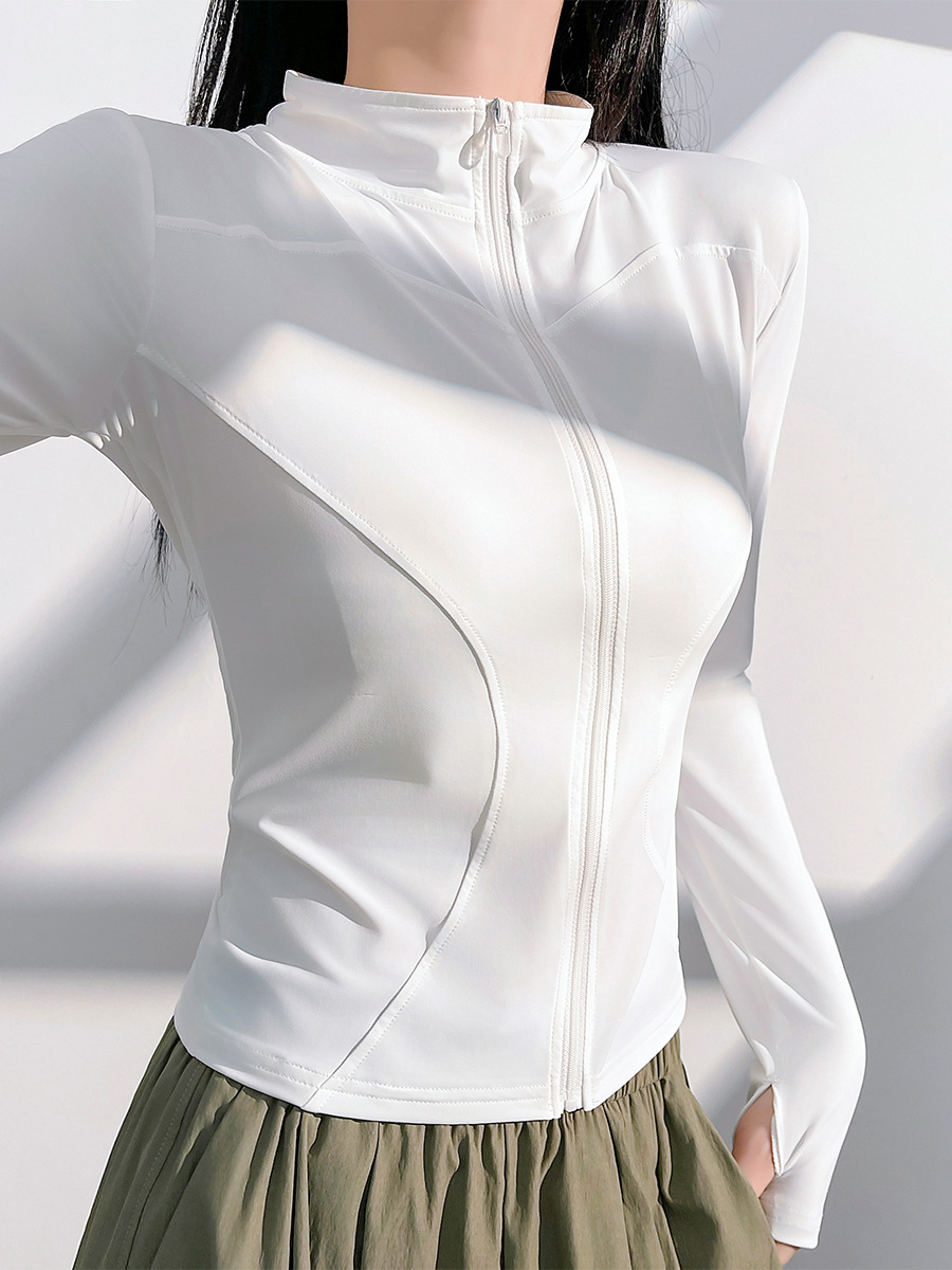 Picture of Juyitang Slim-Fitting Yoga Wear for Outerwear, Slim-Fitting Yoga Wear with Stand Collar, Fitness Running Yoga Sports Jacket for Women