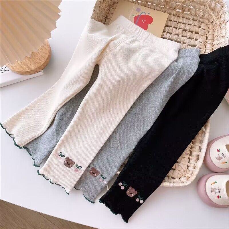Picture of Foreign Trade Summer Clothes for Girls, Bear Cherry Embroider, Fashionable Ice Silk Thin Outer Wear Pants for Small and Medium-Sized Children