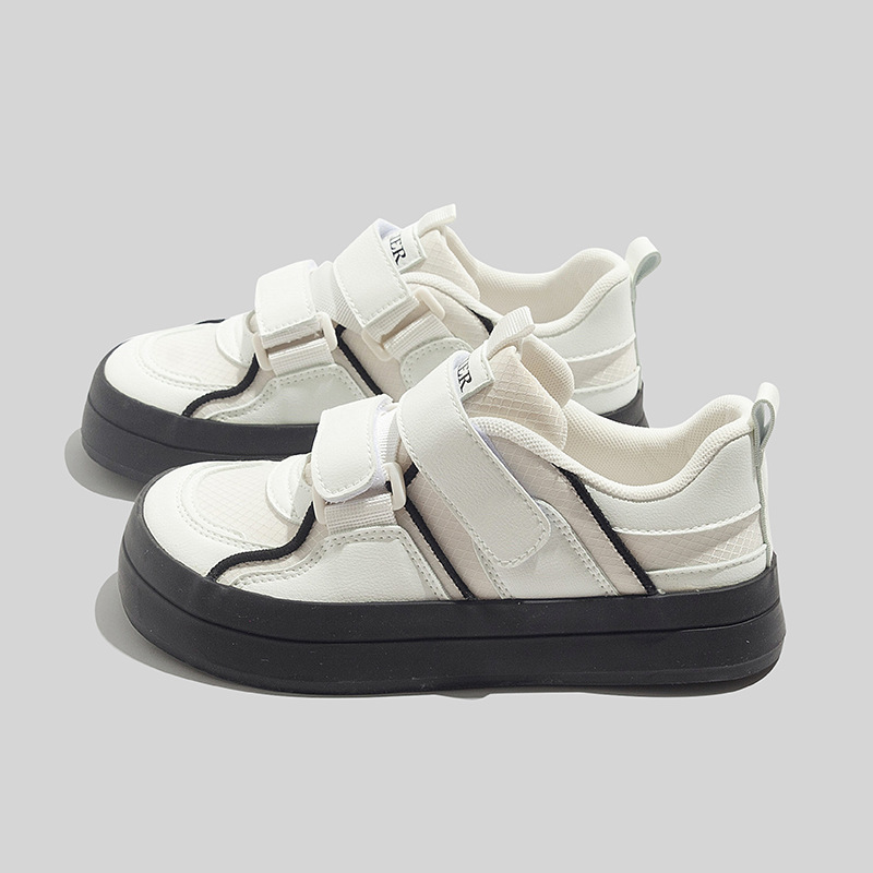 Summer Velcro Thick-Soled Moral Training Shoes for Women 2025 Spring New Rubber Sole Sneakers Casual Women's Shoes Versatile White Shoes
