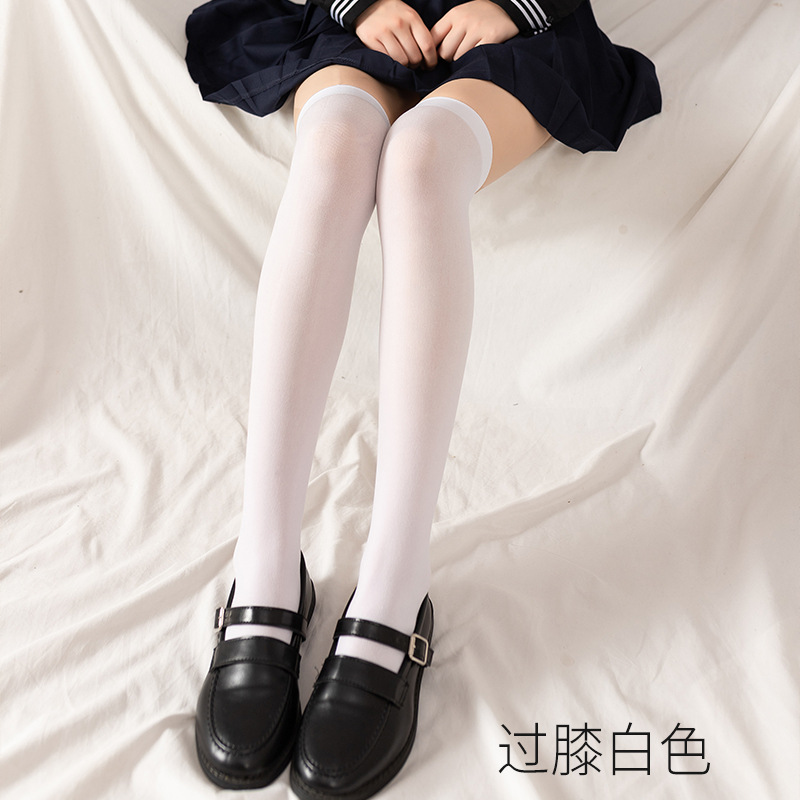 Picture of White velvet calf socks spring and summer stockings women's black thin long tube jk uniform knee socks Japanese mid-length stockings